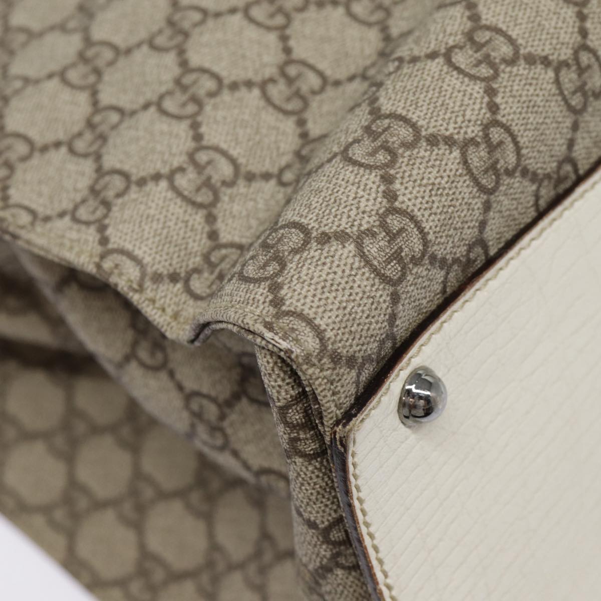 GUCCI GG Supreme Jackie Hand Bag PVC Leather Beige Silver 152610 yk14575