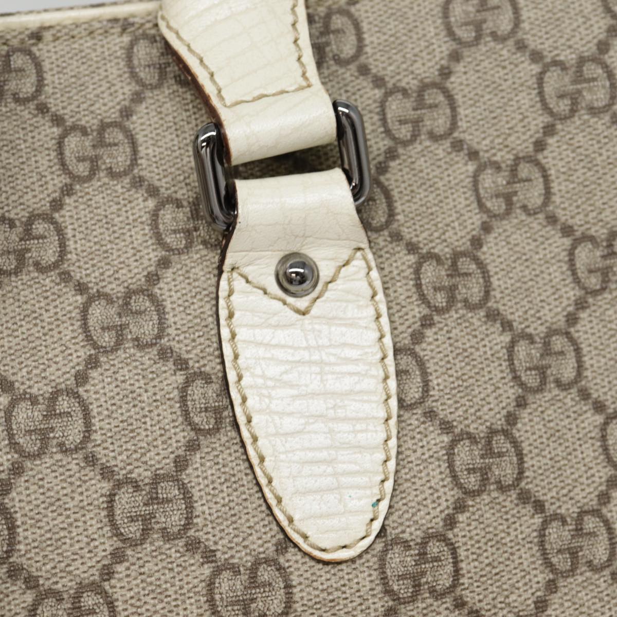 GUCCI GG Supreme Jackie Hand Bag PVC Leather Beige Silver 152610 yk14575