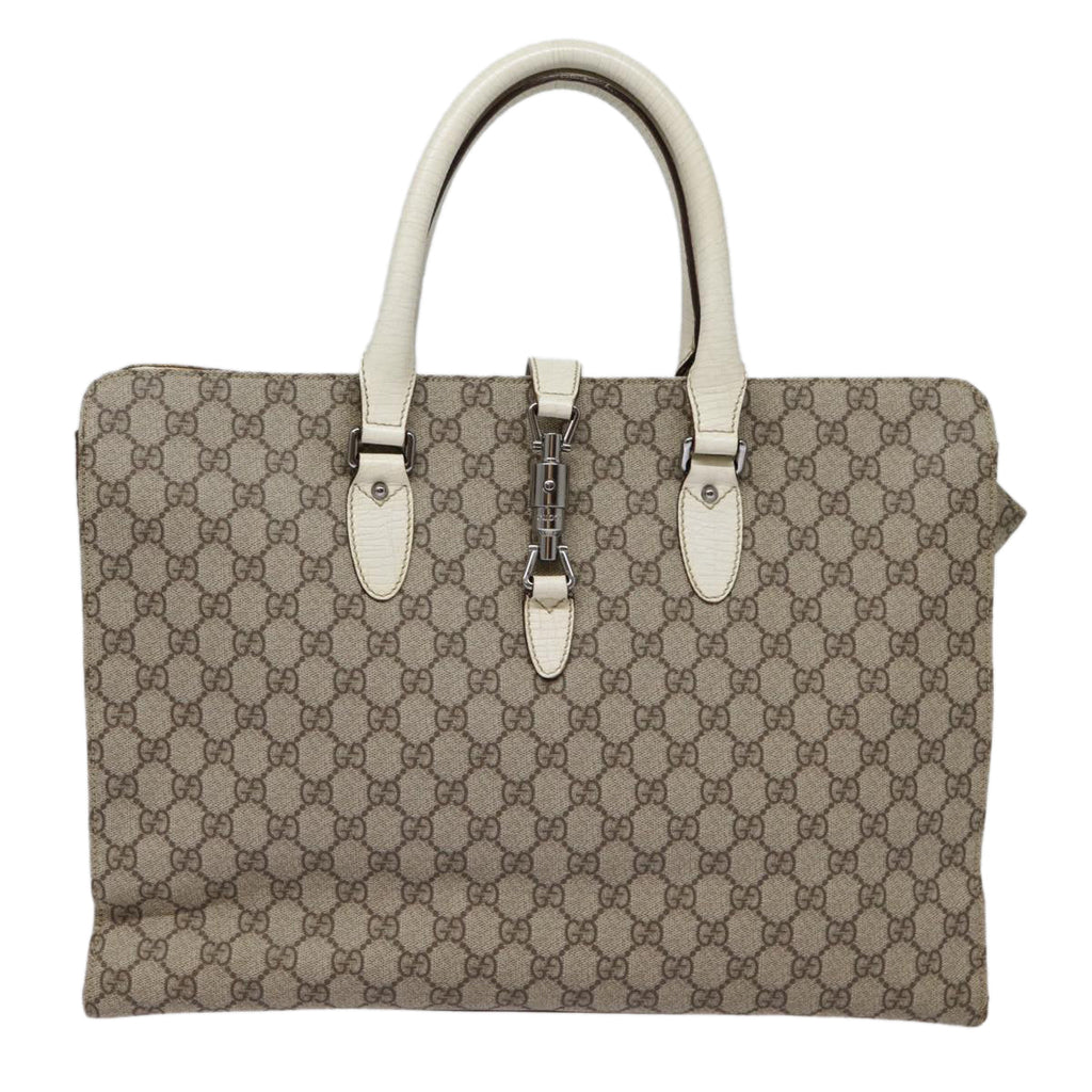 GUCCI GG Supreme Jackie Hand Bag PVC Leather Beige Silver 152610 yk14575