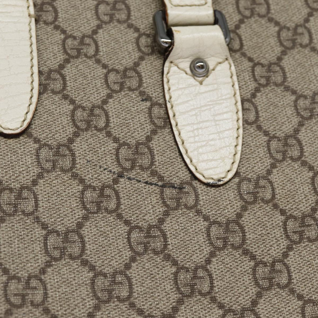 GUCCI GG Supreme Jackie Hand Bag PVC Leather Beige Silver 152610 yk14575