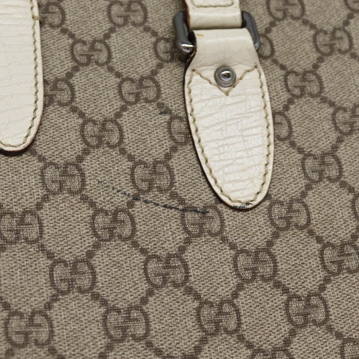 GUCCI GG Supreme Jackie Hand Bag PVC Leather Beige Silver 152610 yk14575