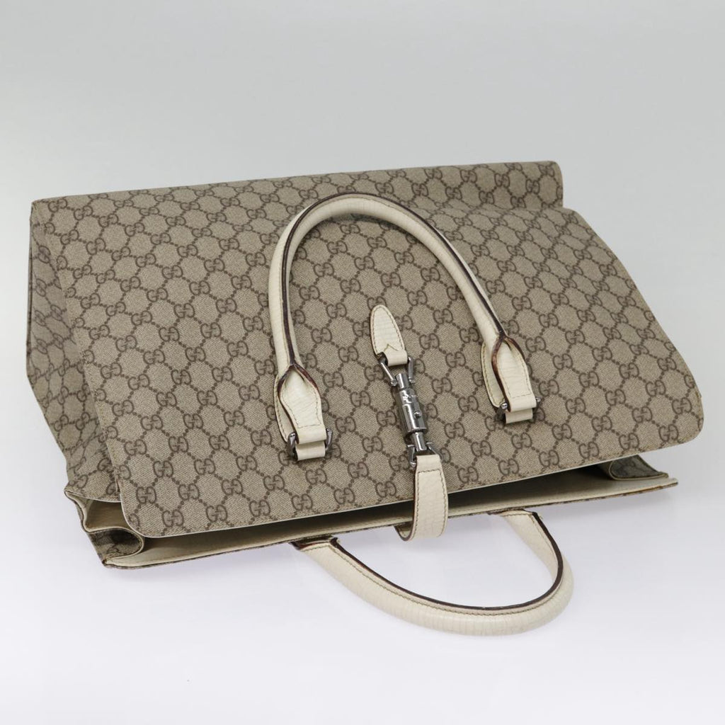 GUCCI GG Supreme Jackie Hand Bag PVC Leather Beige Silver 152610 yk14575