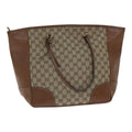 GUCCI GG Canvas Tote Bag Leather Beige Brown gold 323671 yk14577
