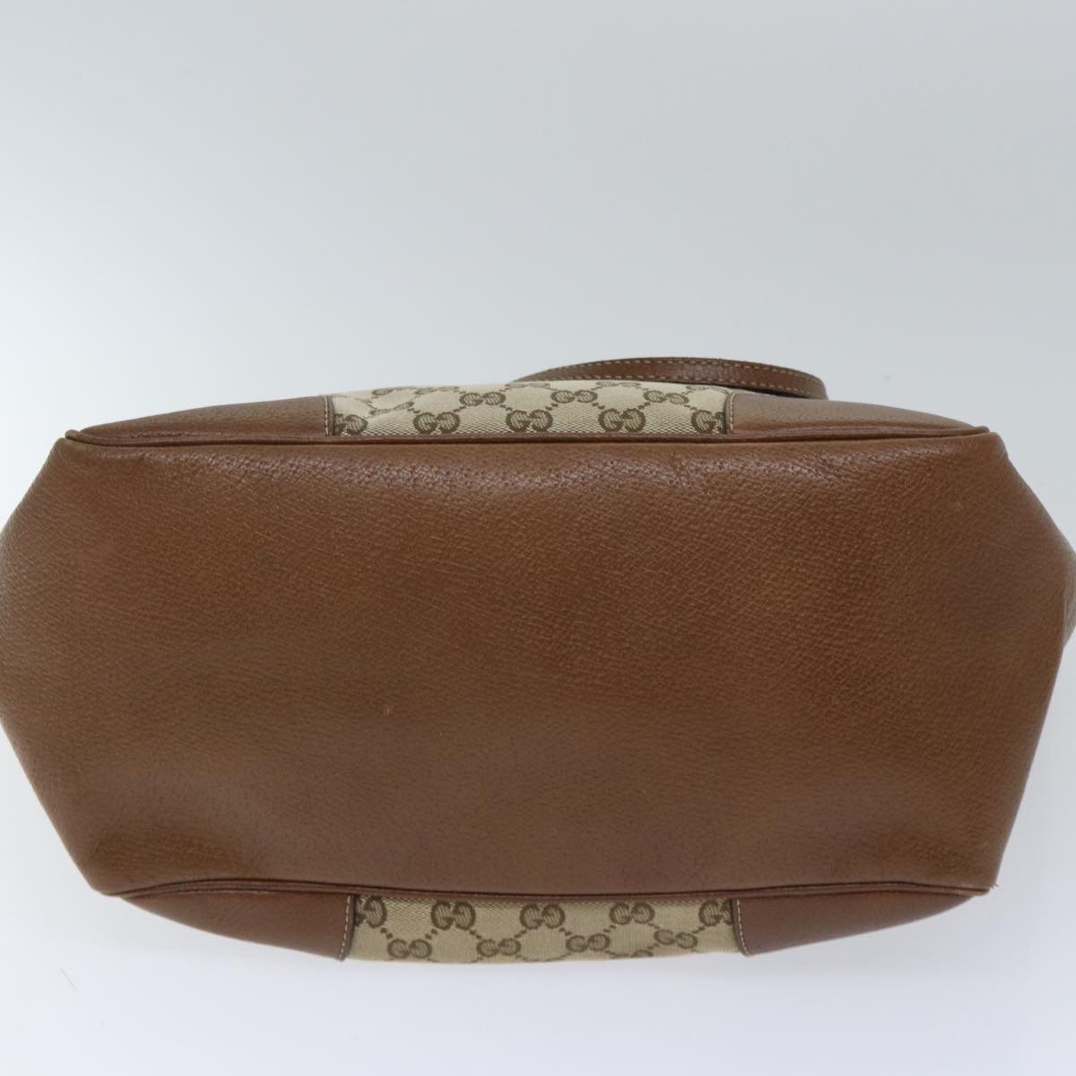 GUCCI GG Canvas Tote Bag Leather Beige Brown gold 323671 yk14577