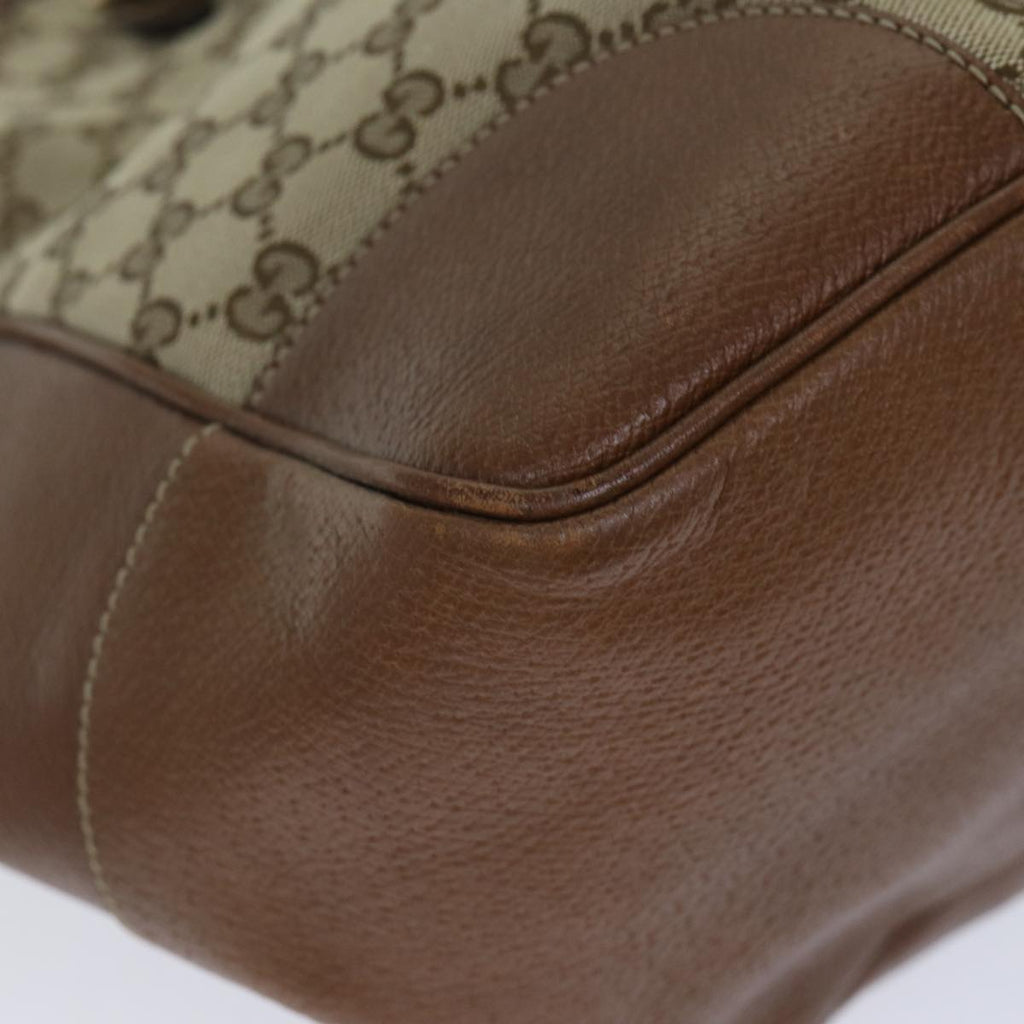 GUCCI GG Canvas Tote Bag Leather Beige Brown gold 323671 yk14577