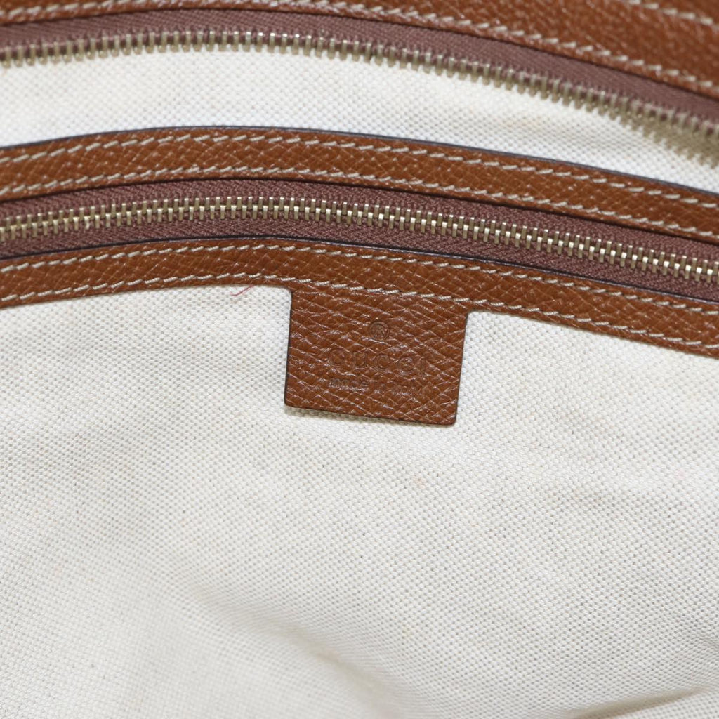 GUCCI GG Canvas Tote Bag Leather Beige Brown gold 323671 yk14577