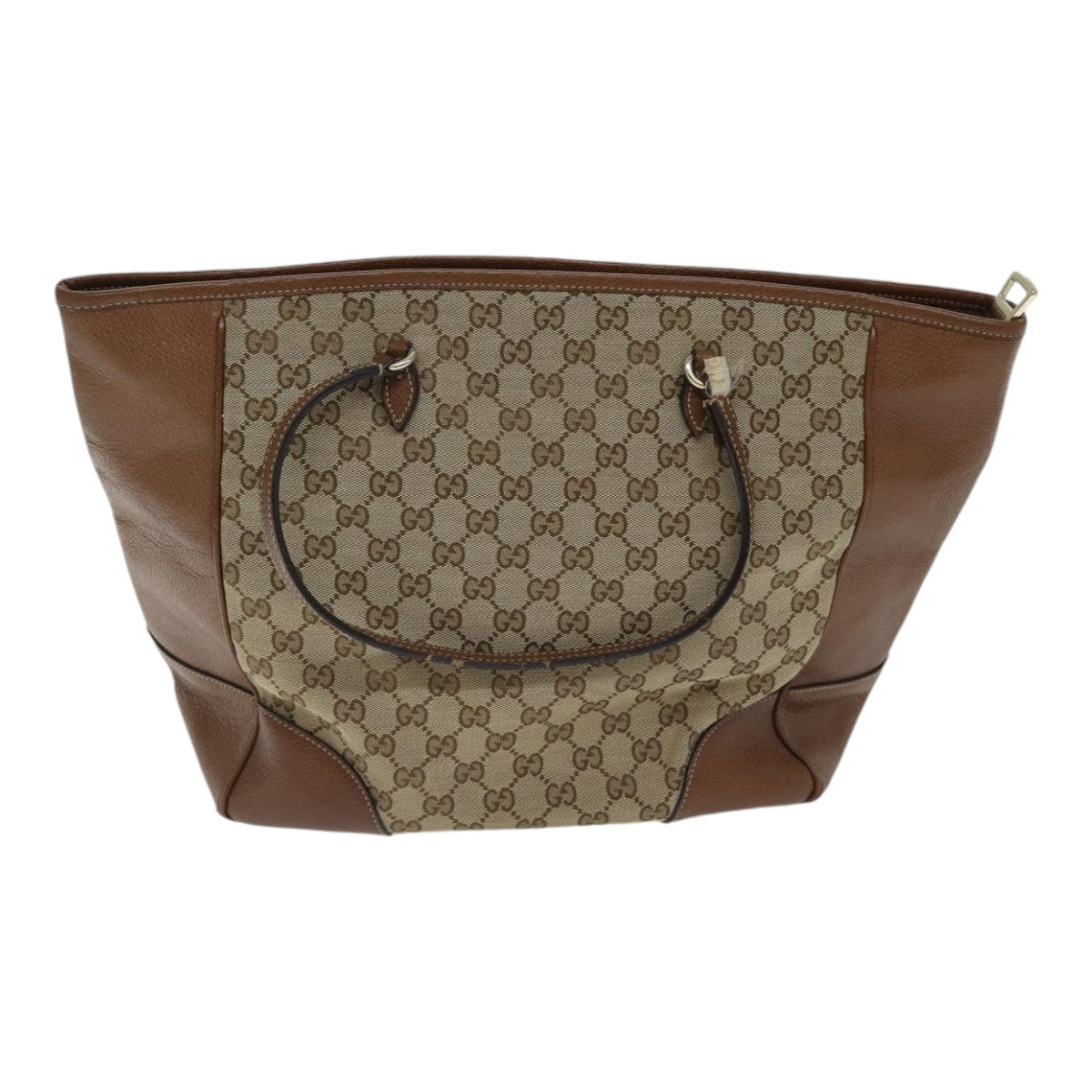 GUCCI GG Canvas Tote Bag Leather Beige Brown gold 323671 yk14577