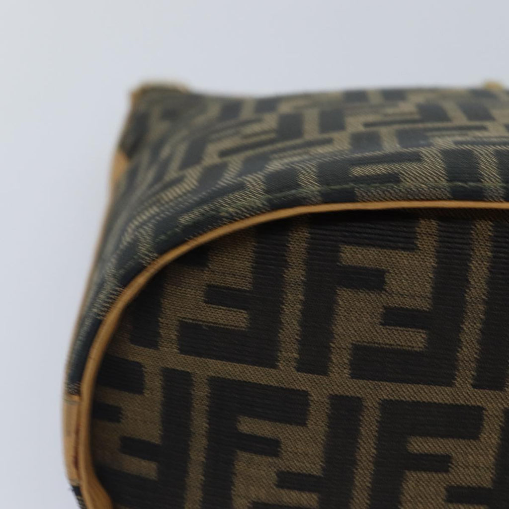FENDI Zucca Canvas Shoulder Bag Gold Black Brown yk14581
