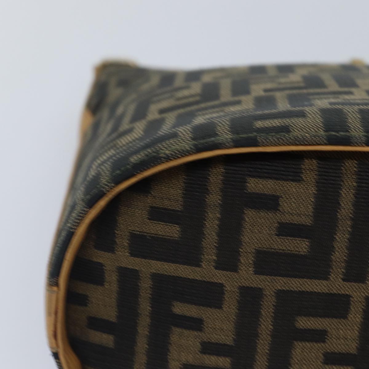 FENDI Zucca Canvas Shoulder Bag Gold Black Brown yk14581