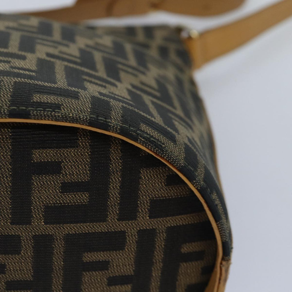 FENDI Zucca Canvas Shoulder Bag Gold Black Brown yk14581