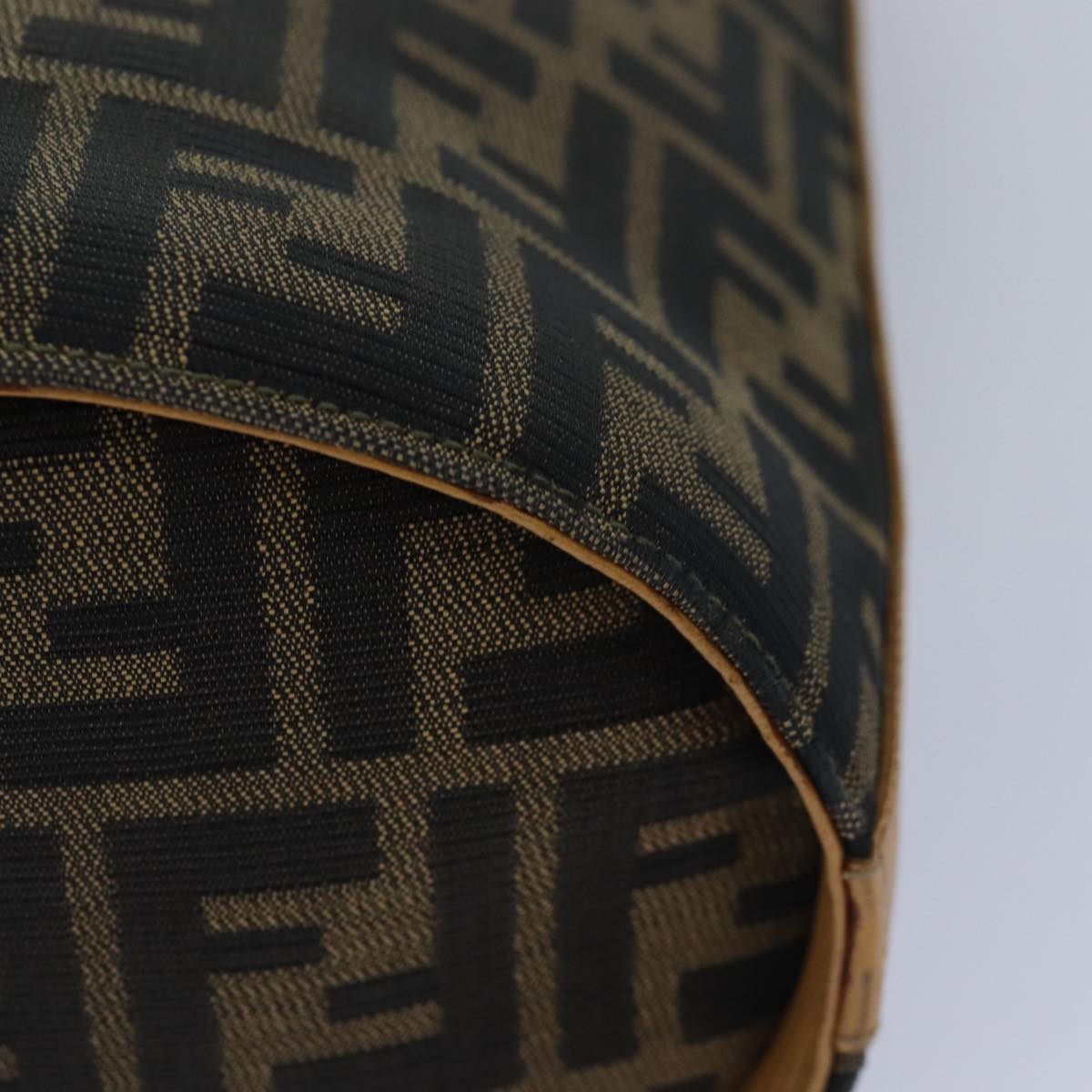 FENDI Zucca Canvas Shoulder Bag Gold Black Brown yk14581
