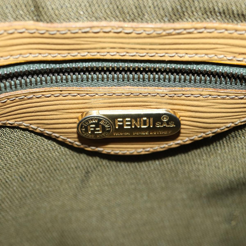FENDI Zucca Canvas Shoulder Bag Gold Black Brown yk14581