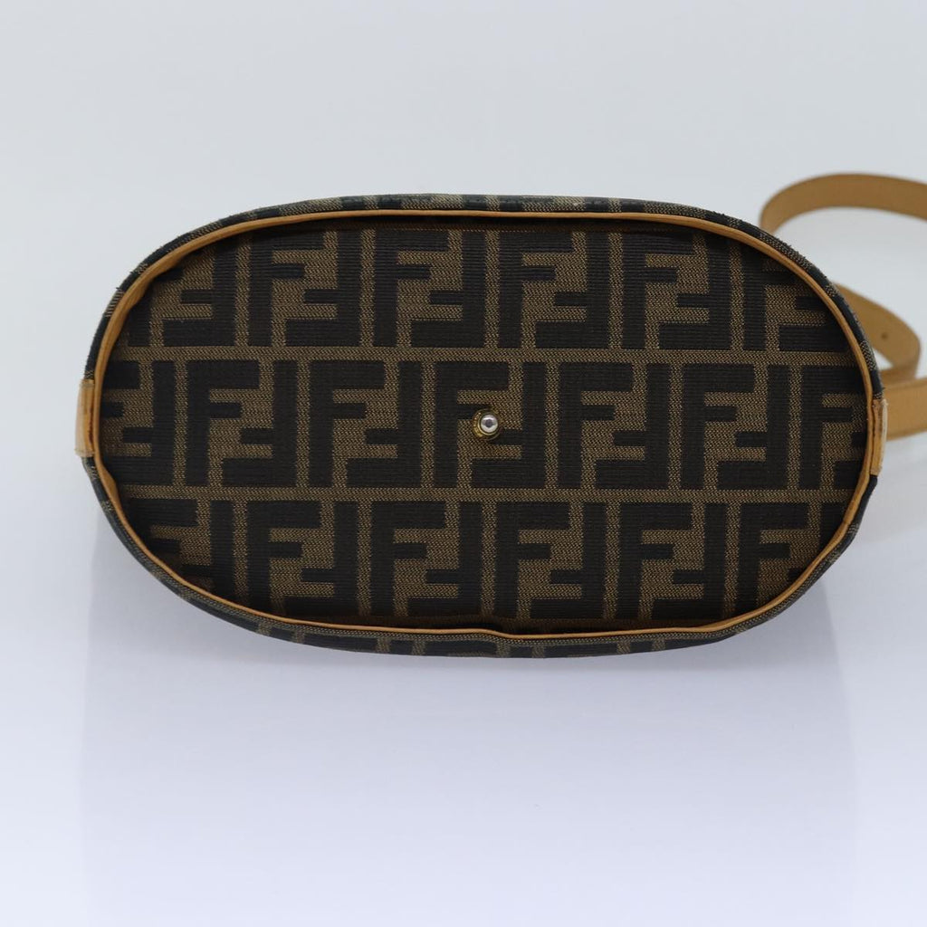 FENDI Zucca Canvas Shoulder Bag Gold Black Brown yk14581