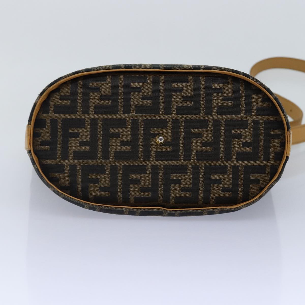 FENDI Zucca Canvas Shoulder Bag Gold Black Brown yk14581