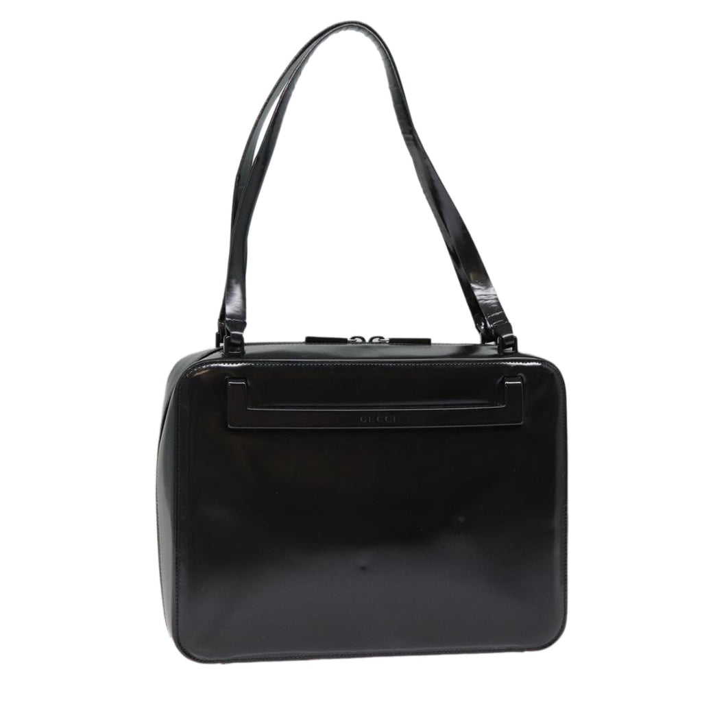 GUCCI Shoulder Bag Patent leather Black Silver yk14586