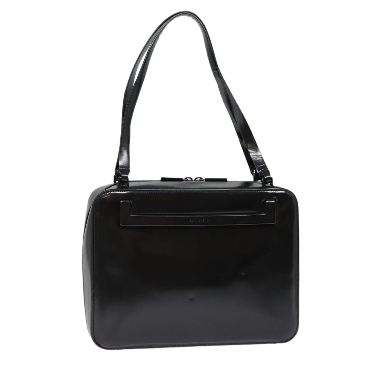 GUCCI Shoulder Bag Patent leather Black Silver yk14586