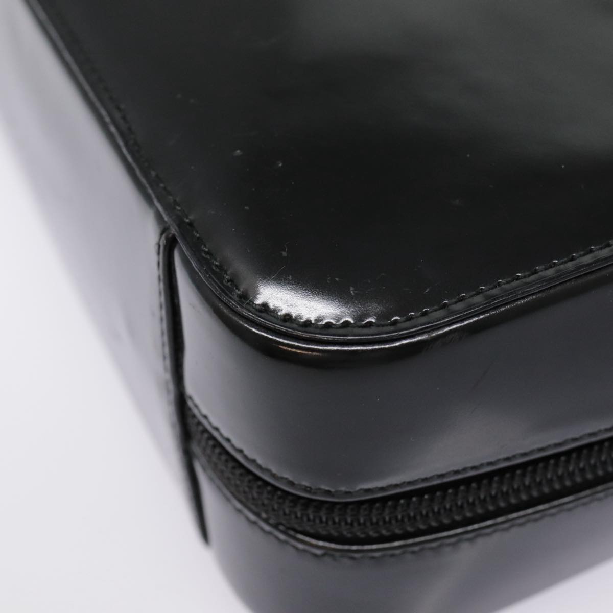 GUCCI Shoulder Bag Patent leather Black Silver yk14586
