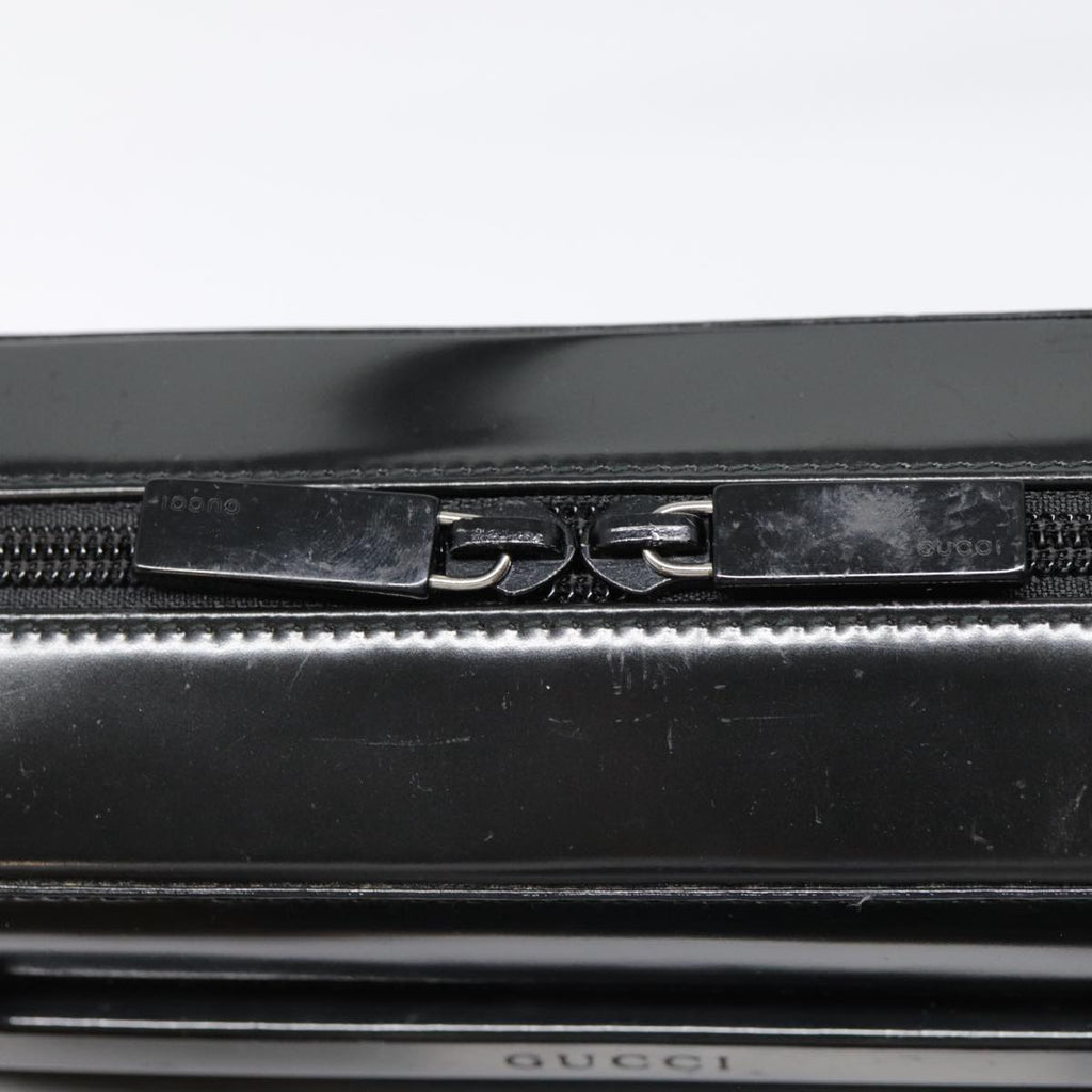 GUCCI Shoulder Bag Patent leather Black Silver yk14586