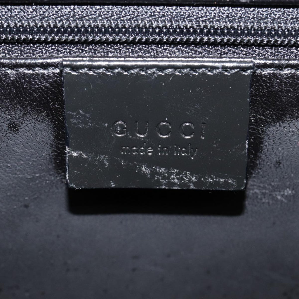 GUCCI Shoulder Bag Patent leather Black Silver yk14586