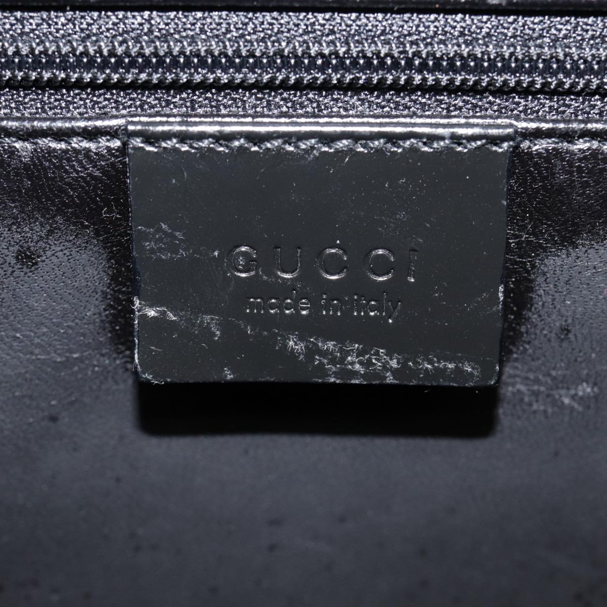GUCCI Shoulder Bag Patent leather Black Silver yk14586
