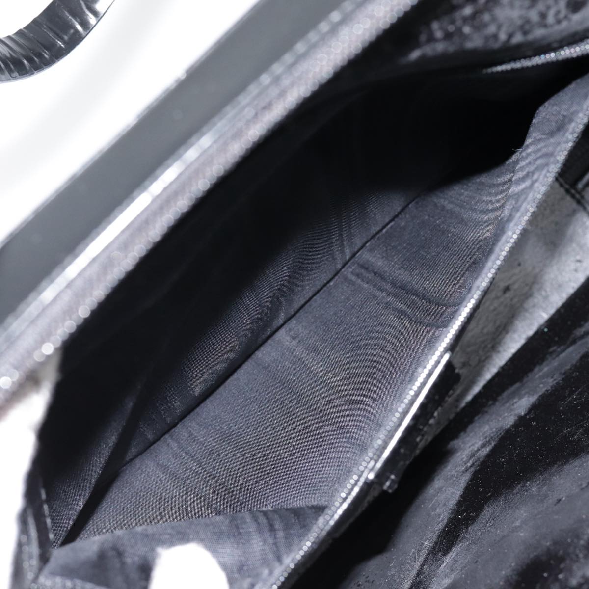 GUCCI Shoulder Bag Patent leather Black Silver yk14586