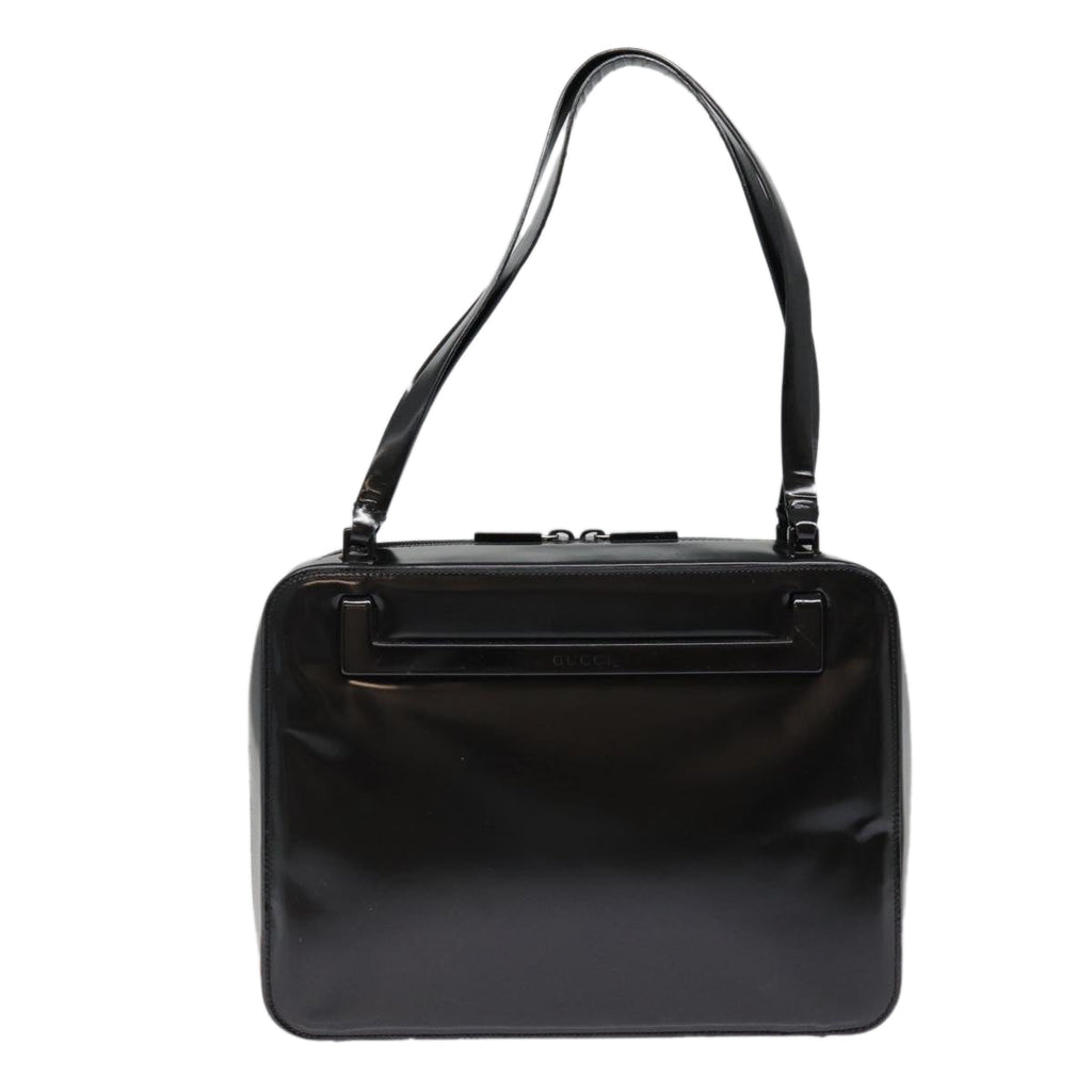 GUCCI Shoulder Bag Patent leather Black Silver yk14586