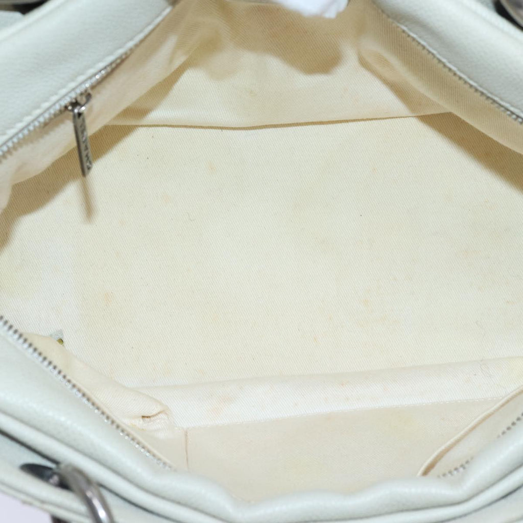 CHANEL Matelasse Chain Shoulder Bag Caviar Skin White Silver CC yk14601