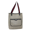 GUCCI GG Supreme Sherry Line Tote Bag PVC Leather Navy 40 02 003 yk14602