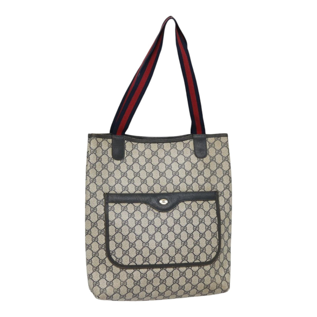 GUCCI GG Supreme Sherry Line Tote Bag PVC Leather Navy 40 02 003 yk14602