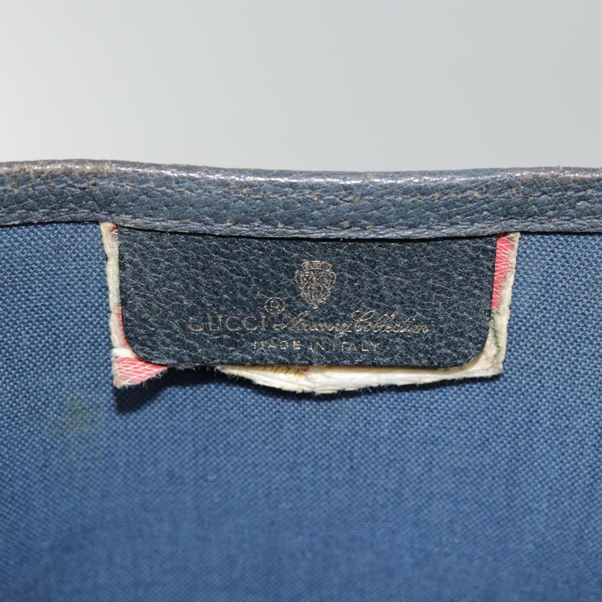 GUCCI GG Supreme Sherry Line Tote Bag PVC Leather Navy 40 02 003 yk14602