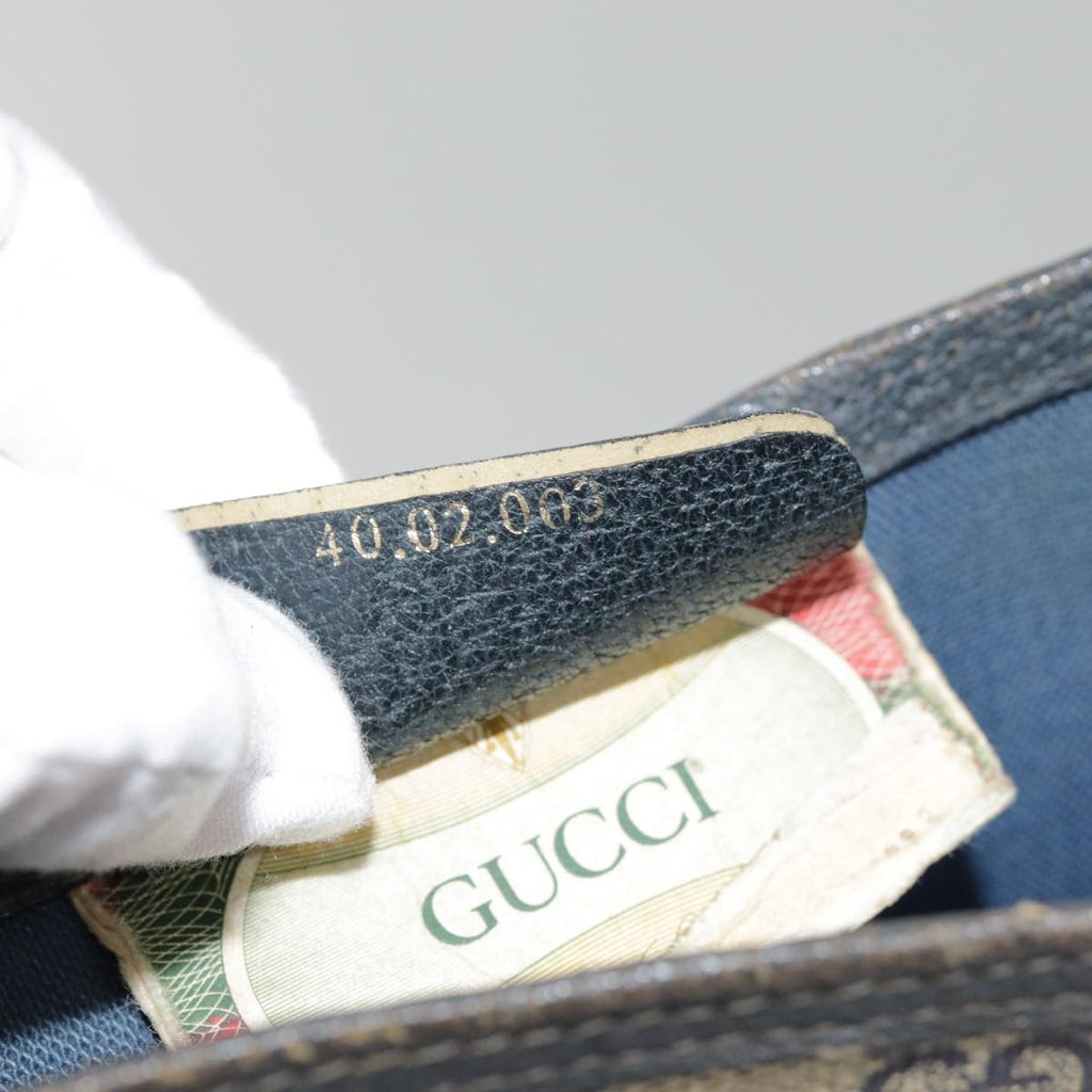 GUCCI GG Supreme Sherry Line Tote Bag PVC Leather Navy 40 02 003 yk14602