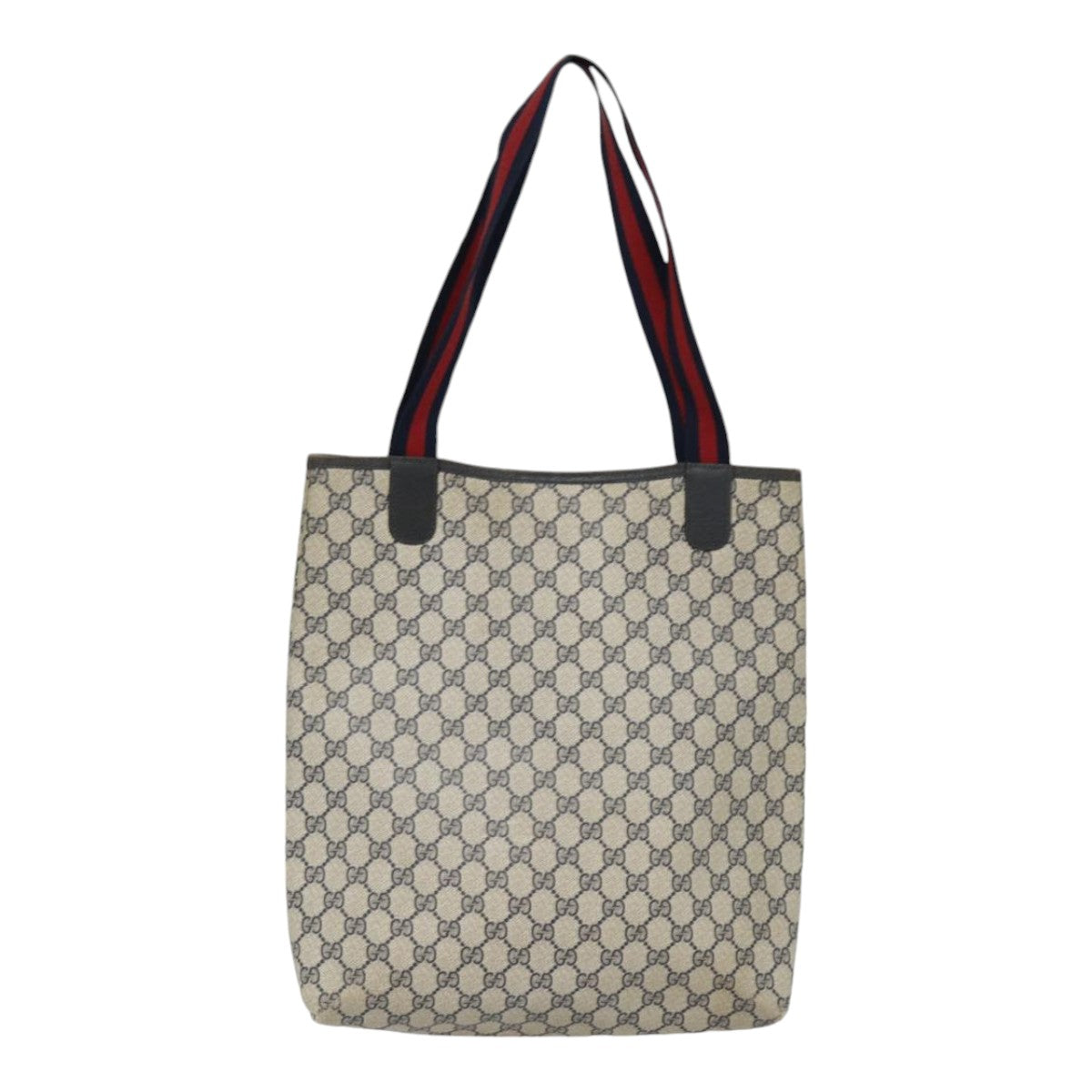 GUCCI GG Supreme Sherry Line Tote Bag PVC Leather Navy 40 02 003 yk14602