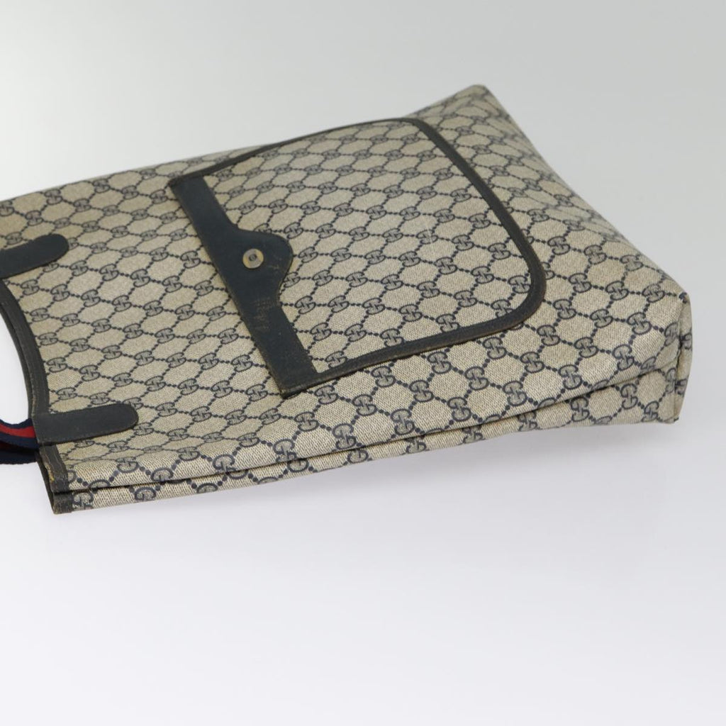 GUCCI GG Supreme Sherry Line Tote Bag PVC Leather Navy 40 02 003 yk14602