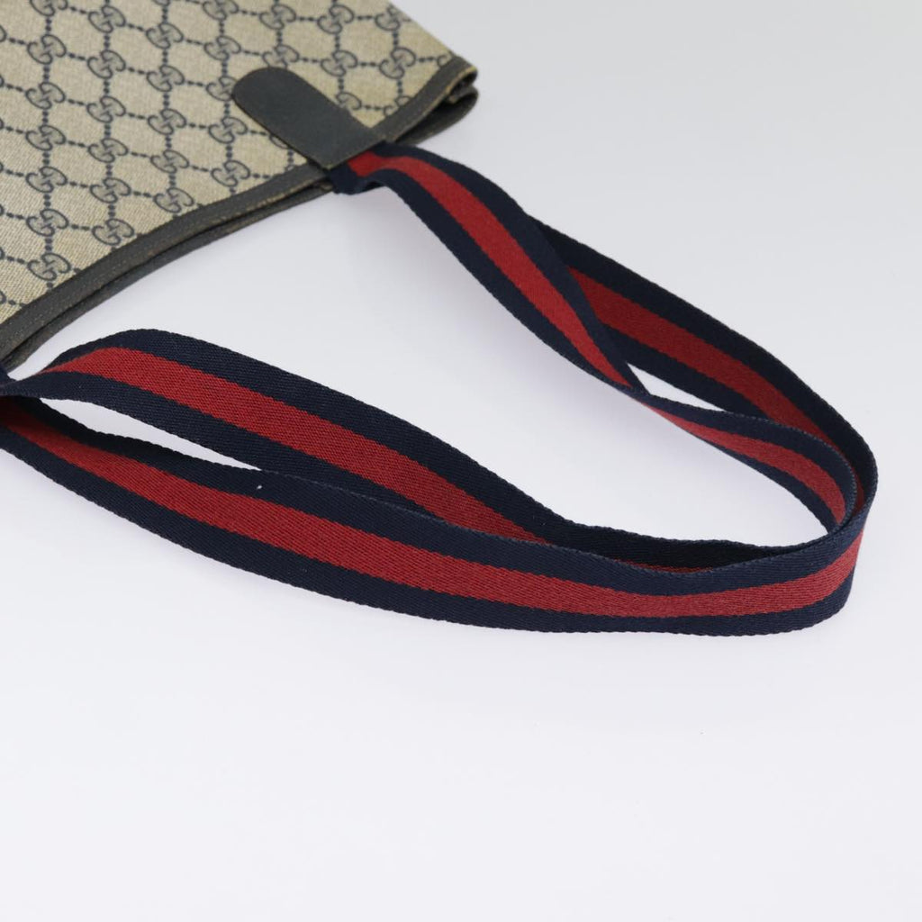 GUCCI GG Supreme Sherry Line Tote Bag PVC Leather Navy 40 02 003 yk14602