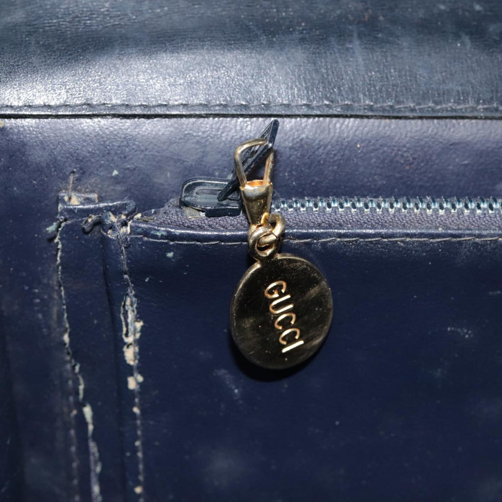 GUCCI GG Supreme Shoulder Bag PVC Navy Gold yk14604