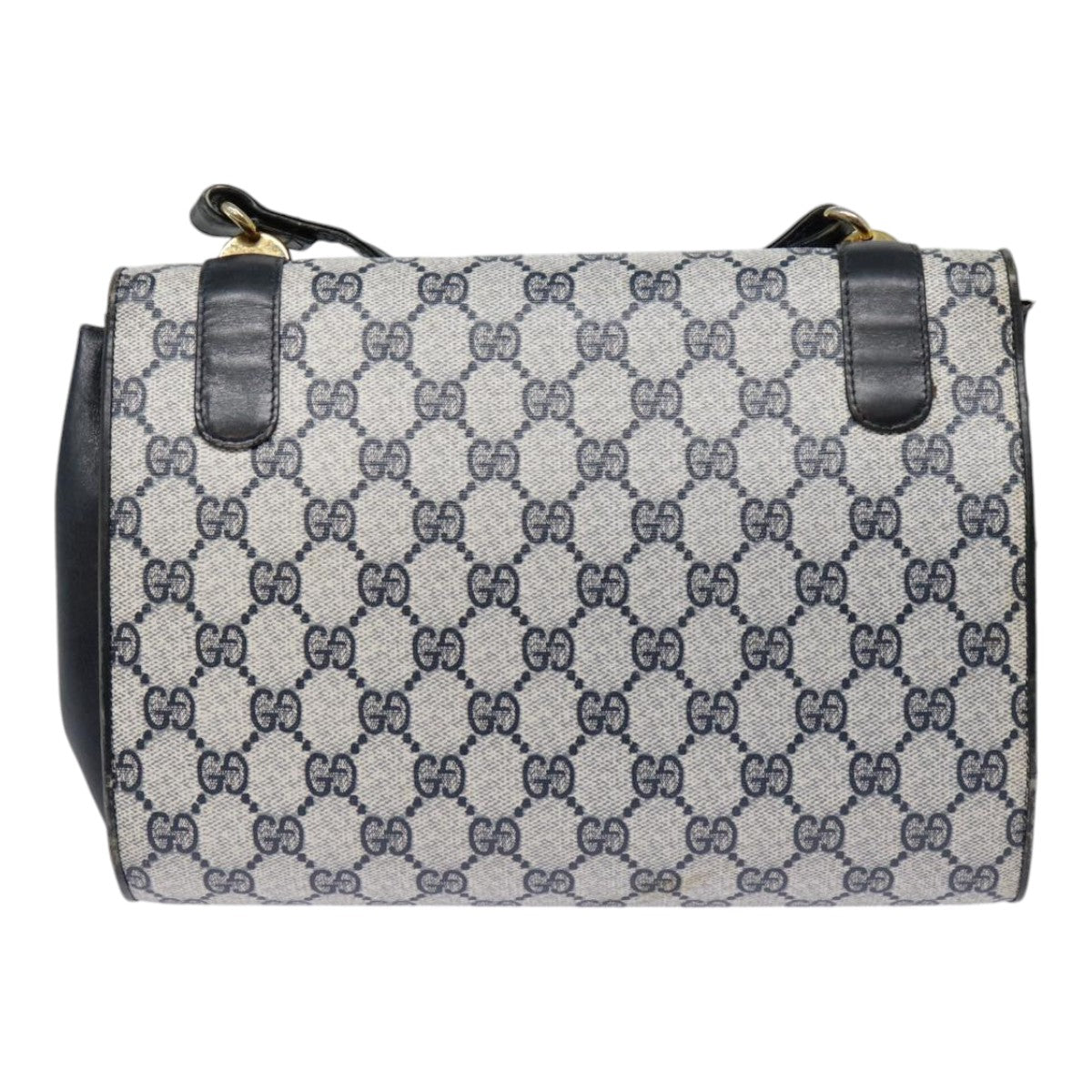 GUCCI GG Supreme Shoulder Bag PVC Navy Gold yk14604