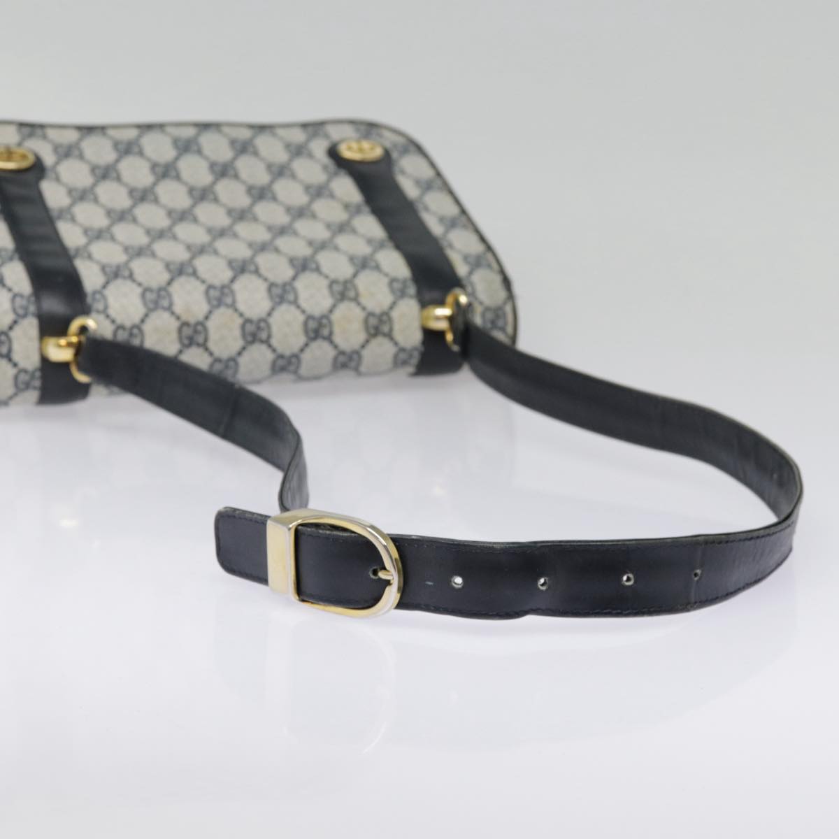 GUCCI GG Supreme Shoulder Bag PVC Navy Gold yk14604
