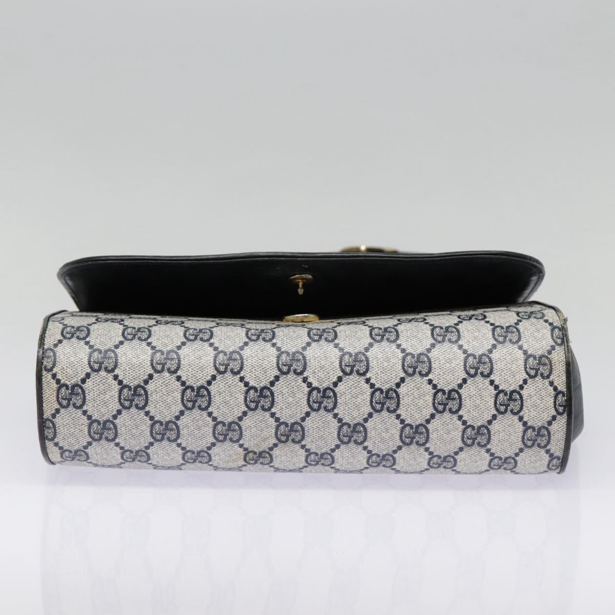 GUCCI GG Supreme Shoulder Bag PVC Navy Gold yk14604