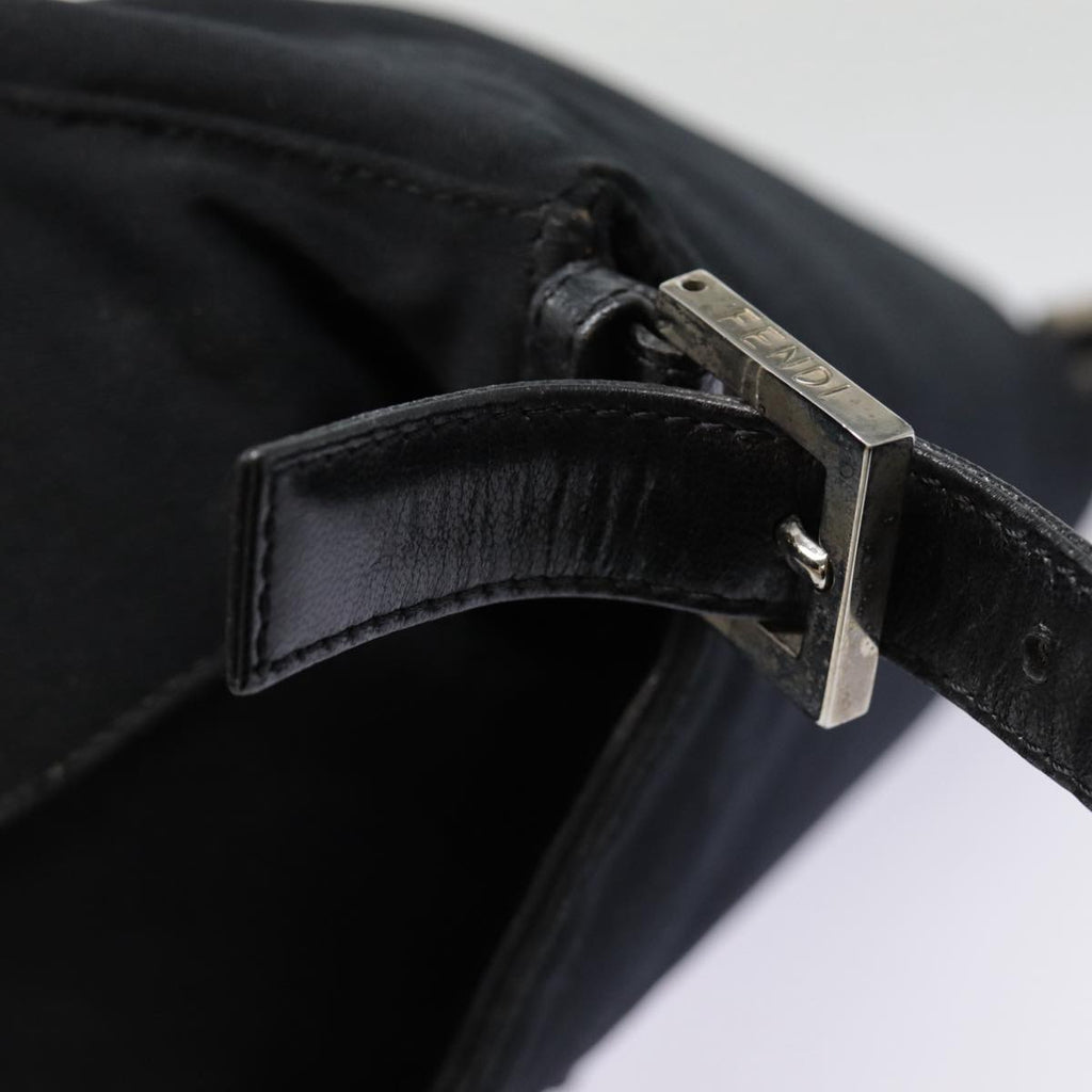 FENDI Mamma Baguette Shoulder Bag Nylon Black Silver yk14611