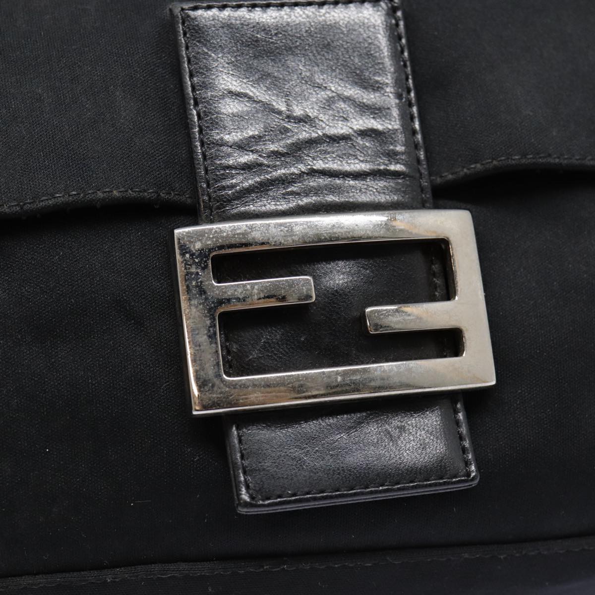 FENDI Mamma Baguette Shoulder Bag Nylon Black Silver yk14611