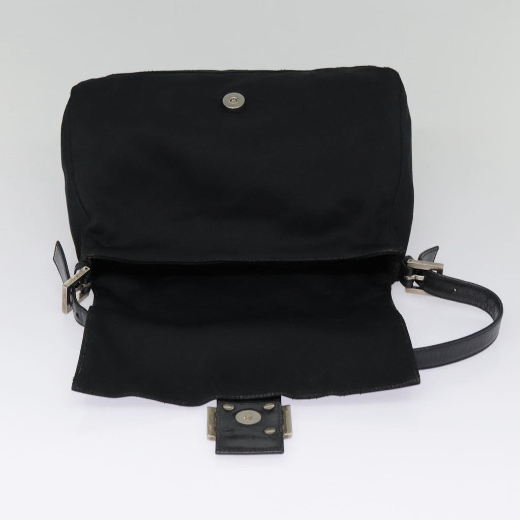 FENDI Mamma Baguette Shoulder Bag Nylon Black Silver yk14611