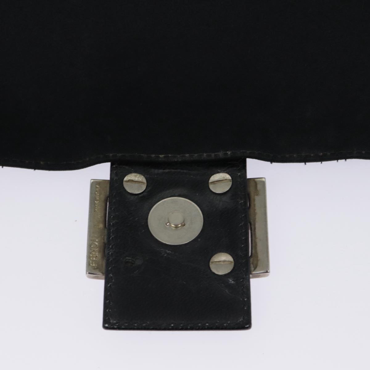 FENDI Mamma Baguette Shoulder Bag Nylon Black Silver yk14611