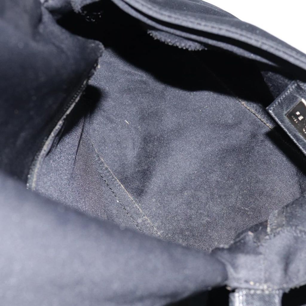 FENDI Mamma Baguette Shoulder Bag Nylon Black Silver yk14611