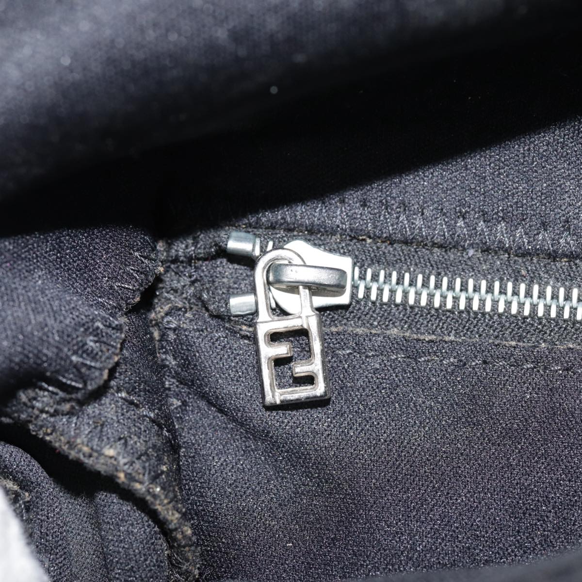 FENDI Mamma Baguette Shoulder Bag Nylon Black Silver yk14611