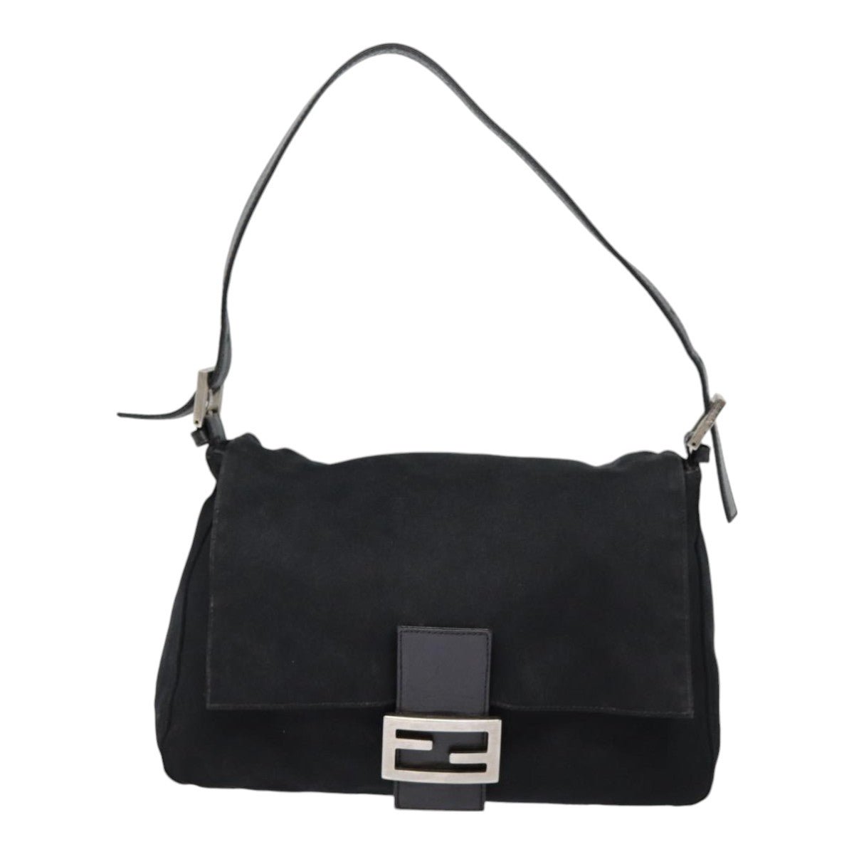 FENDI Mamma Baguette Shoulder Bag Nylon Black Silver yk14611