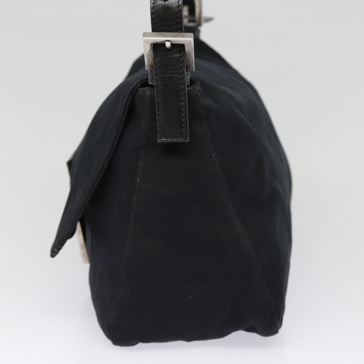 FENDI Mamma Baguette Shoulder Bag Nylon Black Silver yk14611