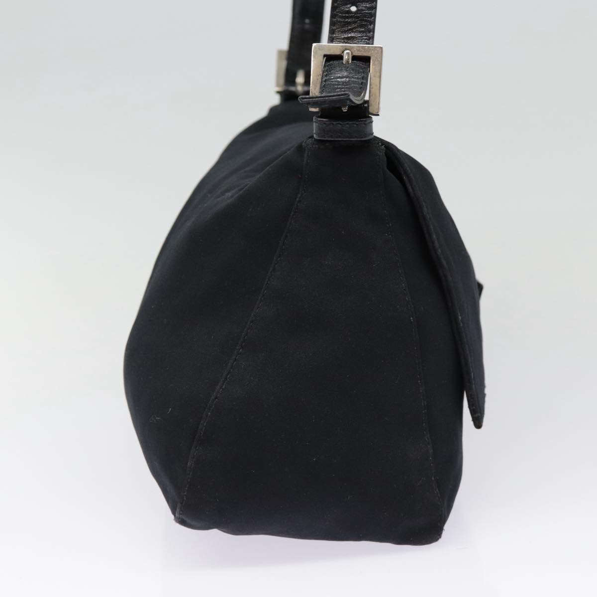 FENDI Mamma Baguette Shoulder Bag Nylon Black Silver yk14611