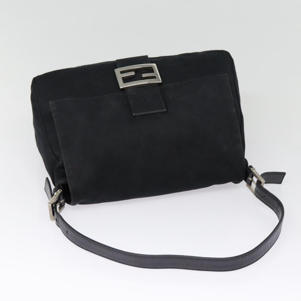 FENDI Mamma Baguette Shoulder Bag Nylon Black Silver yk14611