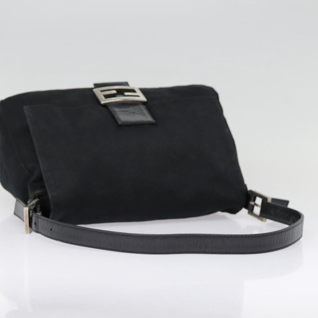 FENDI Mamma Baguette Shoulder Bag Nylon Black Silver yk14611