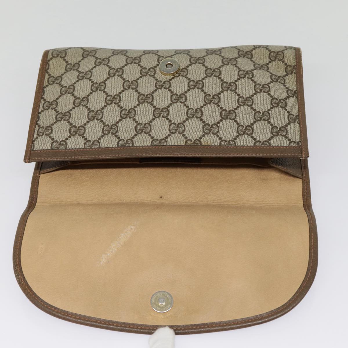 GUCCI GG Supreme Web Sherry Line Clutch Bag PVC Beige Red 89 01 030 yk14617